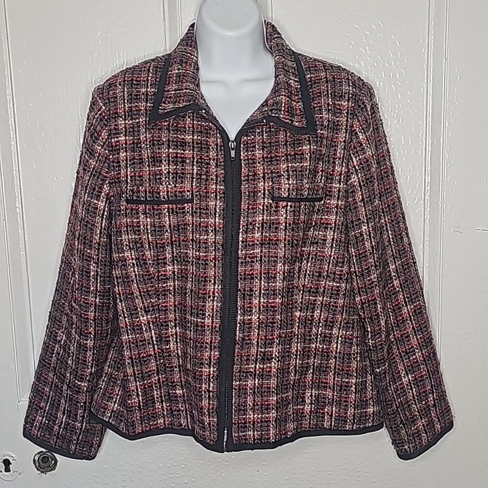 Women's Dress Blazer Jacket in Black, Red, Grey, Brown and White Tweed 14P